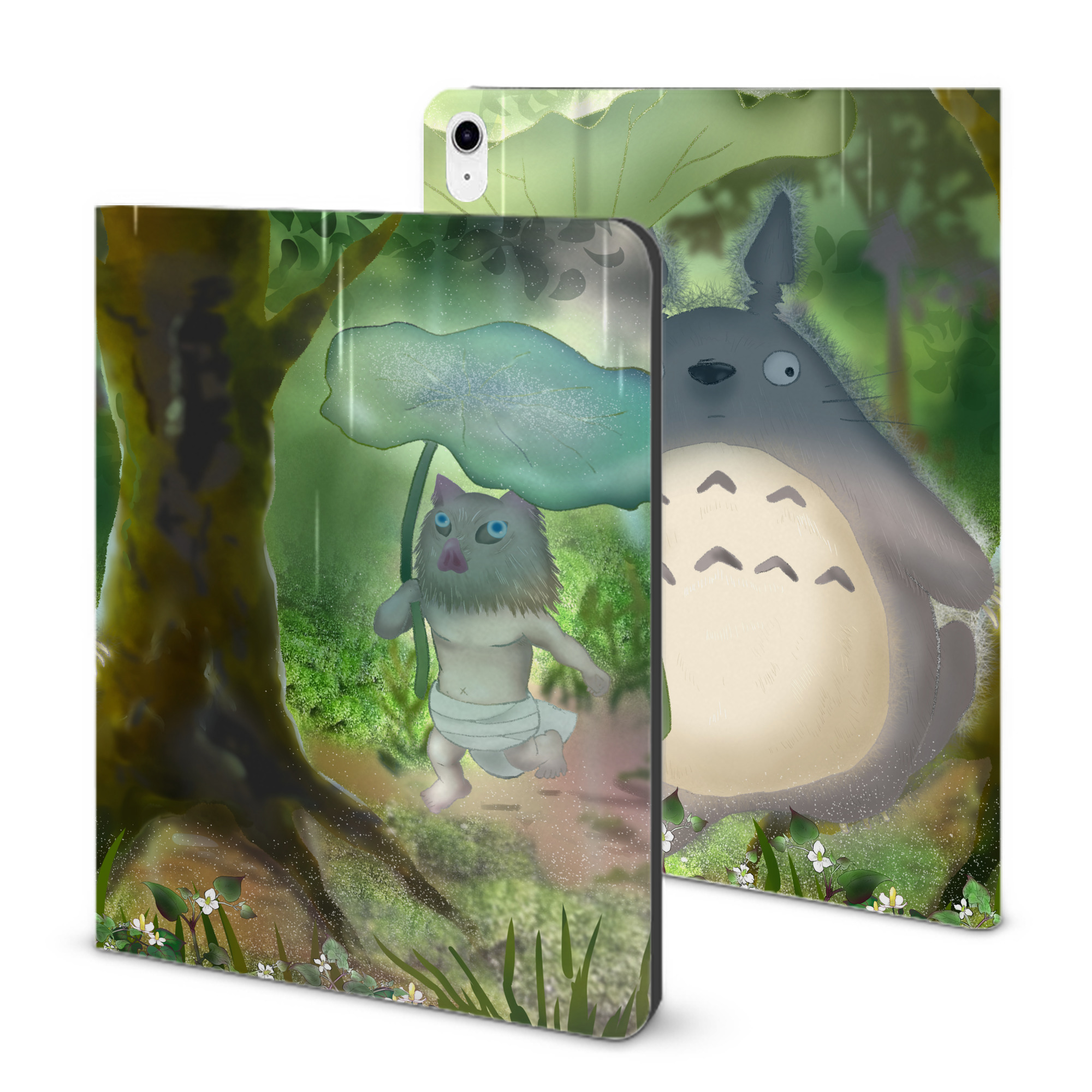 （画像用） となりのトトロ 草壁メイ 草壁サツキ My Neighbor Totoro Satsuki Kusakabe Mei Kusakabe IPad ケース ブック型 PUレザー TPU 耐衝撃 軽量 薄型 ペン収納なし 全面保護 IPad 各モデル対応